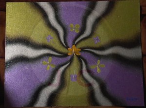 Purple and Peridot (metallic)_16X20 or 19X23 w:frame_$500